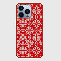 Чехол для iPhone 13 Pro Цветной вязаный орнамент, цвет: 3D-красный