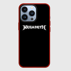 Чехол для iPhone 13 Pro Megadeth logo white, цвет: 3D-красный