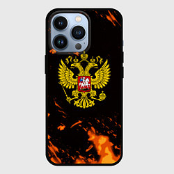 Чехол для iPhone 13 Pro Россия огненные краски, цвет: 3D-черный