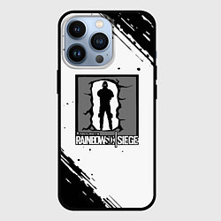 Чехол для iPhone 13 Pro Rainbow six текстура лого шутер, цвет: 3D-черный
