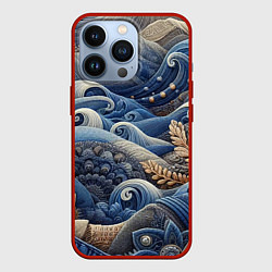 Чехол для iPhone 13 Pro Джинсовые волны - нейросеть, цвет: 3D-красный