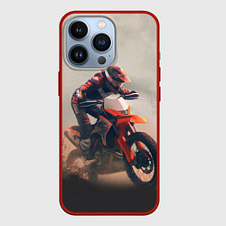 Чехол для iPhone 13 Pro Мотоциклист - гонка, цвет: 3D-красный