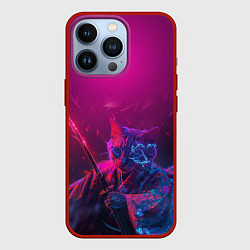 Чехол для iPhone 13 Pro Кот самурай с катаной киберпанк, цвет: 3D-красный