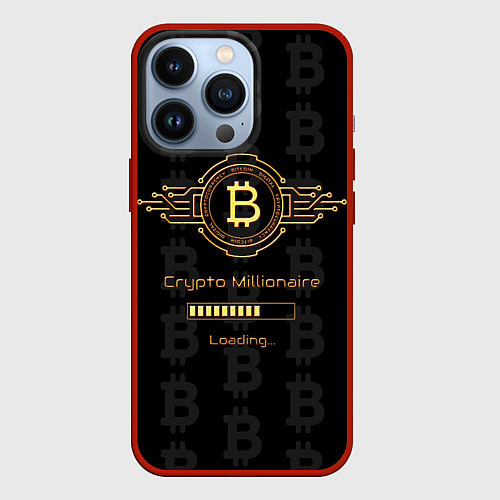 Чехол iPhone 13 Pro Биткоин миллионер - золотой / 3D-Красный – фото 1