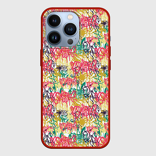 Чехол iPhone 13 Pro Граффити с подтёками / 3D-Красный – фото 1