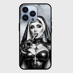 Чехол для iPhone 13 Pro Пошлая монахиня с чупа чупсом, цвет: 3D-черный