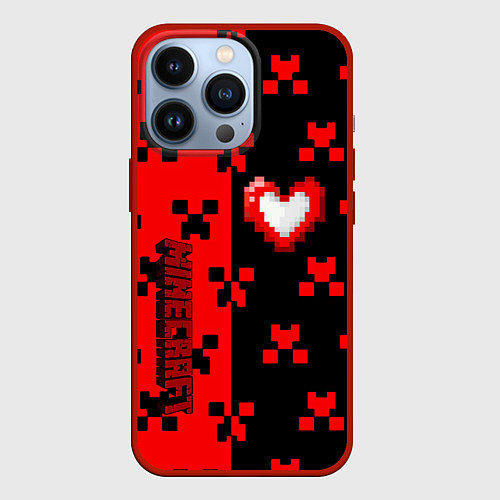 Чехол iPhone 13 Pro Minecraft games / 3D-Красный – фото 1