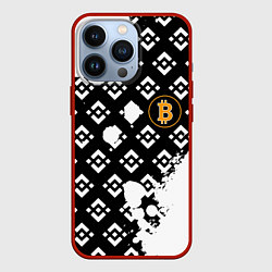 Чехол для iPhone 13 Pro Bitcoin pattern binance, цвет: 3D-красный