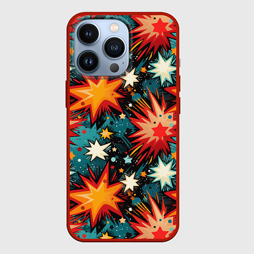Чехол iPhone 13 Pro Граффити звёзды и космос / 3D-Красный – фото 1