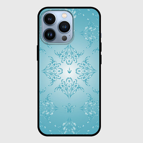 Чехол iPhone 13 Pro Векторные узоры на нежно-бирюзовом фоне / 3D-Черный – фото 1