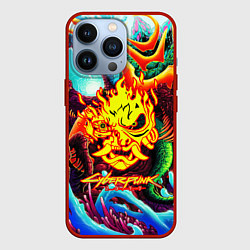 Чехол для iPhone 13 Pro Cyberpunk hyperbeast steel, цвет: 3D-красный