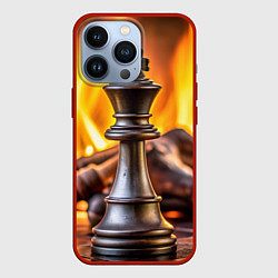Чехол для iPhone 13 Pro Шахматы - король на фоне огня, цвет: 3D-красный