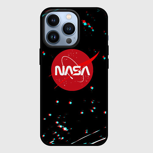 Чехол iPhone 13 Pro NASA glitch splash / 3D-Черный – фото 1
