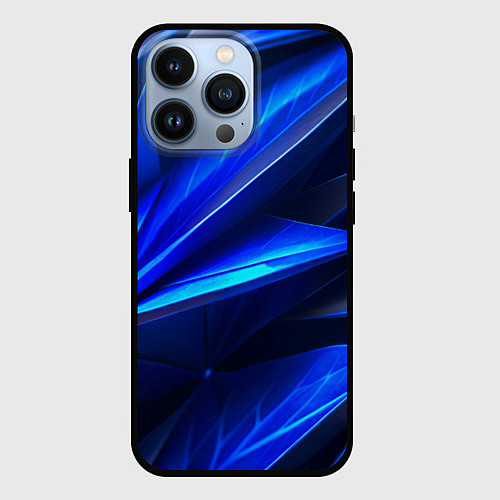 Чехол iPhone 13 Pro Синяя геометрическая абстракция / 3D-Черный – фото 1