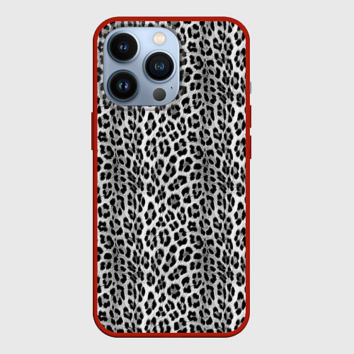 Чехол iPhone 13 Pro Черно-белая шкура леопарда / 3D-Красный – фото 1