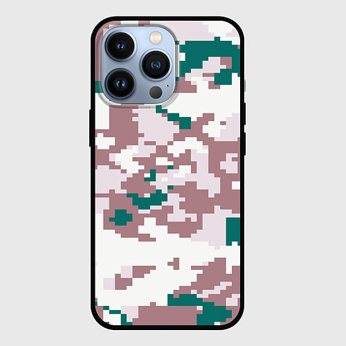 Чехол iPhone 13 Pro Пиксельный камуфляж европа / 3D-Черный – фото 1