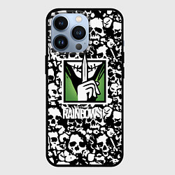 Чехол для iPhone 13 Pro Rainbow six pattern skull, цвет: 3D-черный