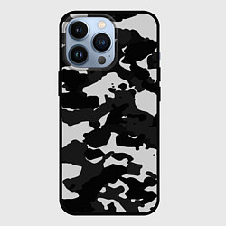 Чехол для iPhone 13 Pro Камуфляж серый, цвет: 3D-черный
