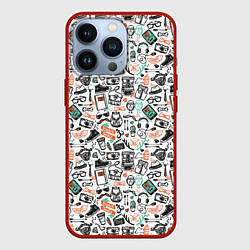 Чехол для iPhone 13 Pro Дудл хипстер, цвет: 3D-красный