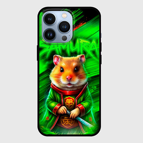 Чехол iPhone 13 Pro Хомячок самурай / 3D-Черный – фото 1