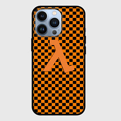 Чехол для iPhone 13 Pro Half life клетка оранжевая, цвет: 3D-черный