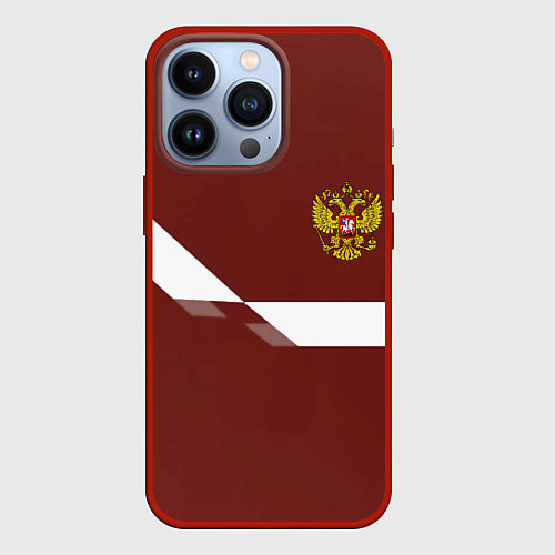 Чехол iPhone 13 Pro Россия спорт геометрия / 3D-Красный – фото 1