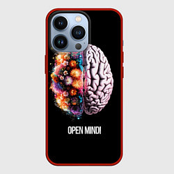 Чехол для iPhone 13 Pro Открой разум: мозг с цветами - Open mind, цвет: 3D-красный