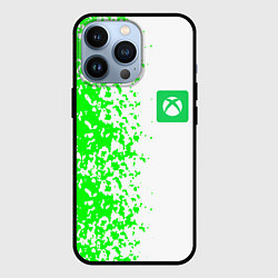 Чехол для iPhone 13 Pro Xbox кислотные зеленые краски, цвет: 3D-черный