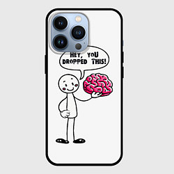 Чехол для iPhone 13 Pro Мем с человечком - выпал мозг, цвет: 3D-черный