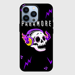 Чехол для iPhone 13 Pro Paramore неоновый череп, цвет: 3D-черный