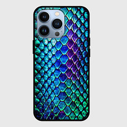 Чехол для iPhone 13 Pro Радужная кожа змеи, цвет: 3D-черный