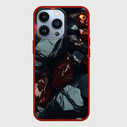 Чехол для iPhone 13 Pro Темные блестящие абстрактные камни, цвет: 3D-красный