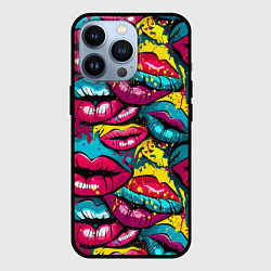 Чехол для iPhone 13 Pro Граффити губы женские с блеском, цвет: 3D-черный