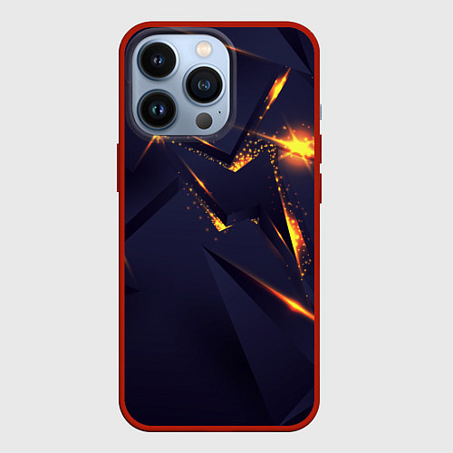 Чехол iPhone 13 Pro Золотые неоновые плиты / 3D-Красный – фото 1
