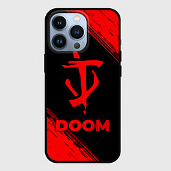 Чехол для iPhone 13 Pro Doom - red gradient, цвет: 3D-черный