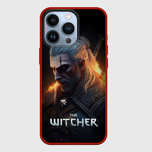 Чехол iPhone 13 Pro The Witcher and fire / 3D-Красный – фото 1