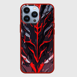 Чехол для iPhone 13 Pro Красные адские полосы на чёрном фоне, цвет: 3D-красный