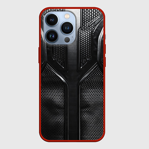 Чехол iPhone 13 Pro Карбоновый байкер / 3D-Красный – фото 1