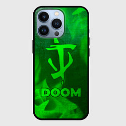 Чехол для iPhone 13 Pro Doom - green gradient, цвет: 3D-черный