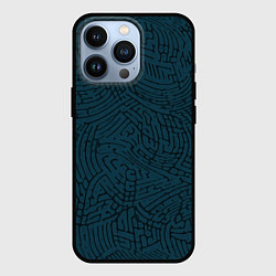 Чехол для iPhone 13 Pro Тёмный сине-зелёный линии, цвет: 3D-черный