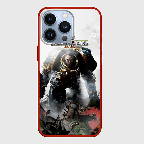 Чехол iPhone 13 Pro Warhammer 40000 space marine 2 poster / 3D-Красный – фото 1