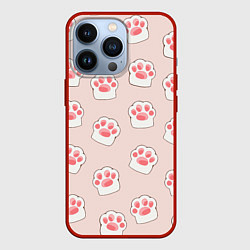 Чехол для iPhone 13 Pro Милые отпечатки пушистых лапок, цвет: 3D-красный