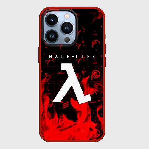 Чехол iPhone 13 Pro Half life fire / 3D-Красный – фото 1