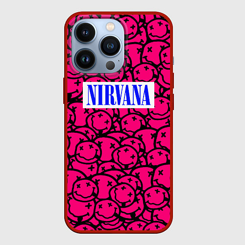 Чехол iPhone 13 Pro Nirvana pink logo / 3D-Красный – фото 1