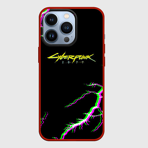 Чехол iPhone 13 Pro Cyberpunk storm 2077 / 3D-Красный – фото 1