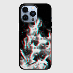 Чехол для iPhone 13 Pro Огонь глитч текстура, цвет: 3D-черный