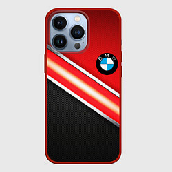 Чехол для iPhone 13 Pro BMW geometry steel, цвет: 3D-красный