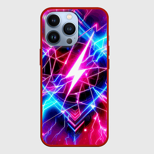 Чехол iPhone 13 Pro Lightning - neon fantasy / 3D-Красный – фото 1