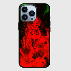 Чехол для iPhone 13 Pro Skyrim fire steel, цвет: 3D-черный