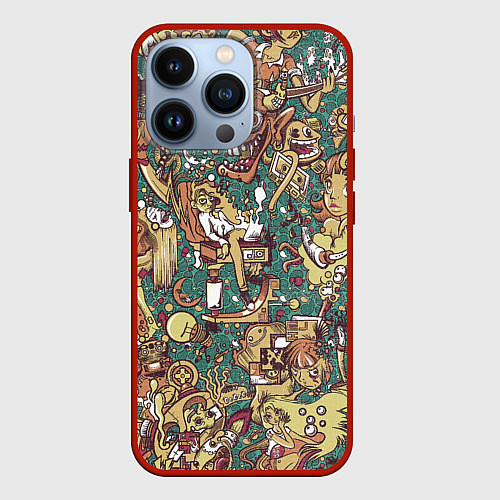 Чехол iPhone 13 Pro Монстры и девушки / 3D-Красный – фото 1